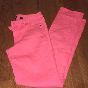 Coral matchstick jeans